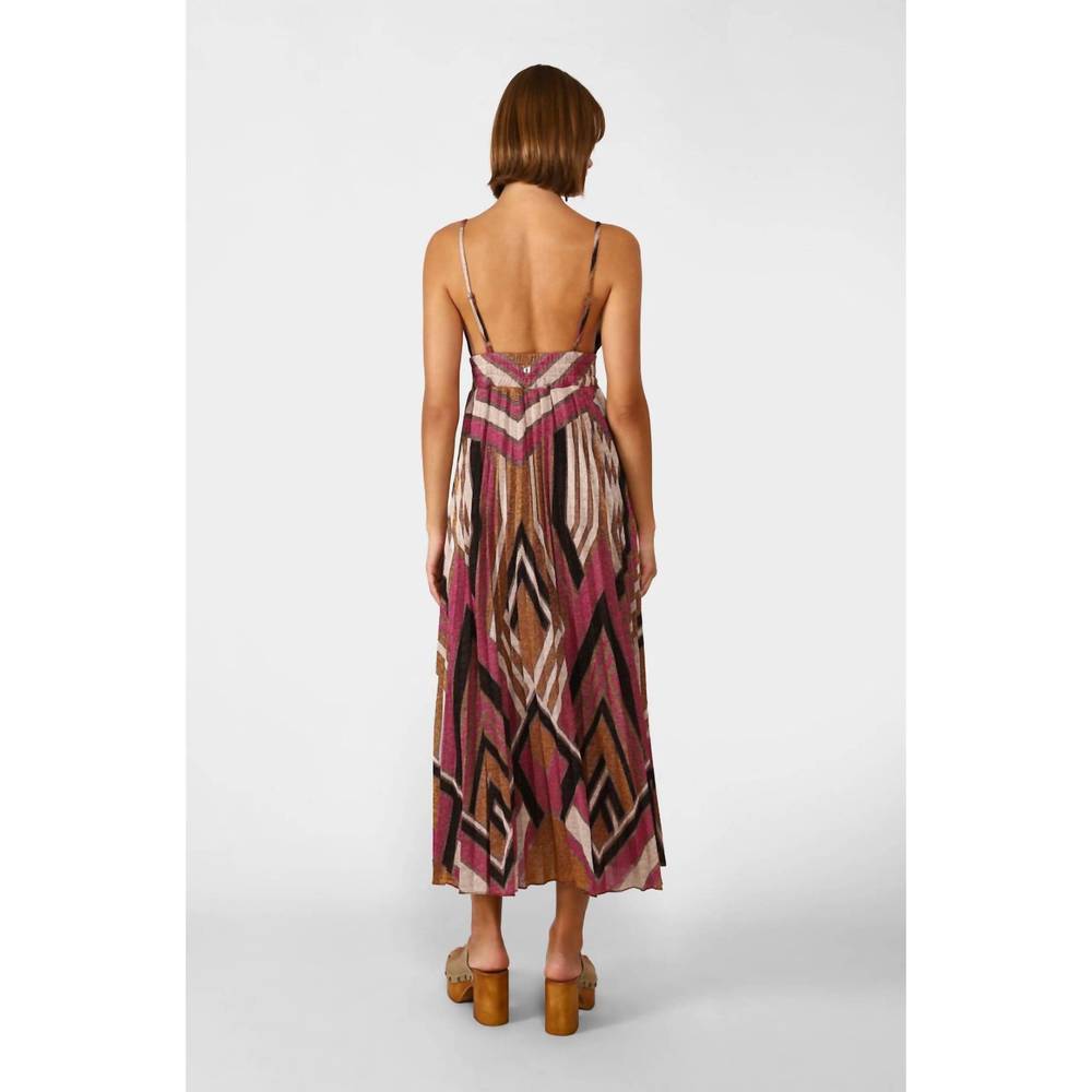 NEW DIXIE studio long pleated geometric design dress in multi - Picture 2 of 3